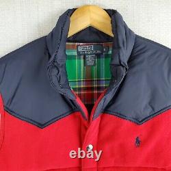VTG POLO RALPH LAUREN Size Large Mens Western Flannel Snap Front Vest Insulated