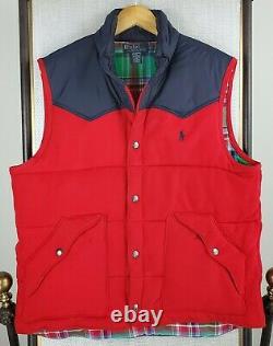 VTG POLO RALPH LAUREN Size Large Mens Western Flannel Snap Front Vest Insulated