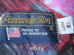 VTG Panhandle Slim Men's Western Shirt Cotton Long Sleeve Colorful L 16-1/2