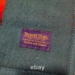 VTG Pendleton Beaver State Wool Blanket Teal Blue Aztec Western Throw 65x78