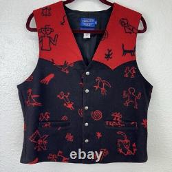 VTG Pendleton High Grade Western Southwestern Native American Vest Black Red 42
