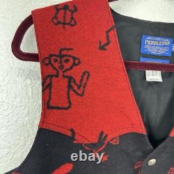 VTG Pendleton High Grade Western Southwestern Native American Vest Black Red 42