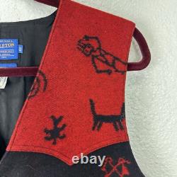 VTG Pendleton High Grade Western Southwestern Native American Vest Black Red 42