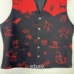 VTG Pendleton High Grade Western Southwestern Native American Vest Black Red 42