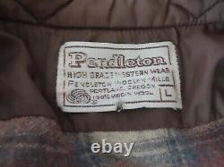 VTG Pendleton High Grade Western Wear Pearl Snap Shirt L virgin Wool Plaid 70s
