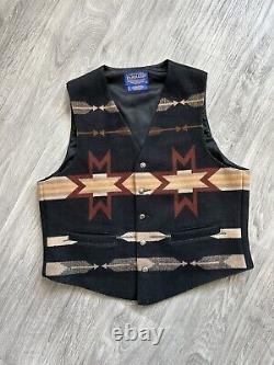 VTG Pendleton High Grade Western Wear Prarie Isand Sioux Star Wool Vest Sz L