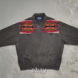VTG Pendleton Jacket Mens XL Black Aztec Western Bomber Southwestern Made In USA