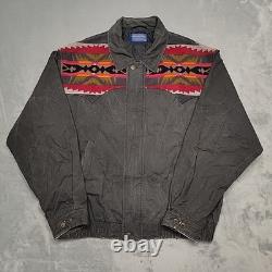 VTG Pendleton Jacket Mens XL Black Aztec Western Bomber Southwestern Made In USA