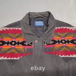 VTG Pendleton Jacket Mens XL Black Aztec Western Bomber Southwestern Made In USA