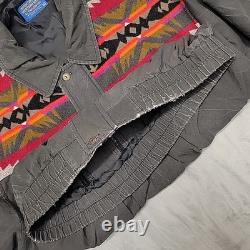 VTG Pendleton Jacket Mens XL Black Aztec Western Bomber Southwestern Made In USA