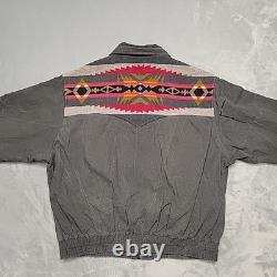 VTG Pendleton Jacket Mens XL Black Aztec Western Bomber Southwestern Made In USA