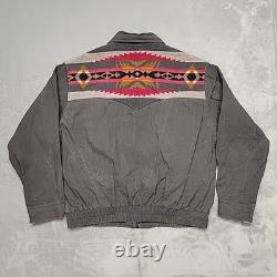 VTG Pendleton Jacket Mens XL Black Aztec Western Bomber Southwestern Made In USA