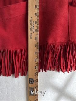 VTG Pioneer Wear Women's XL Red Suede Fringe Jacket Western Leather Albuquerque