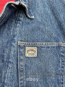 VTG Ralph Lauren Polo Country Denim Hooded Chore Jean Jacket Made in USA Large
