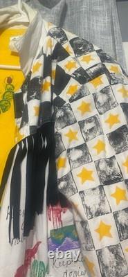 VTG Robin Brown Alpine TX Wearable Art Southwestern Trench Coat Large Long Horn