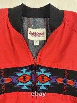 VTG Saddlebrook Red Aztec Men's Large Jacket Coat Blanket Lined 90's Western
