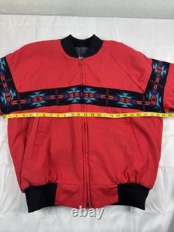 VTG Saddlebrook Red Aztec Men's Large Jacket Coat Blanket Lined 90's Western