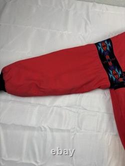 VTG Saddlebrook Red Aztec Men's Large Jacket Coat Blanket Lined 90's Western