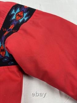 VTG Saddlebrook Red Aztec Men's Large Jacket Coat Blanket Lined 90's Western