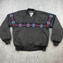 VTG Saddlebrook Western Wear Black Blanket Lined Bomber Jacket Size L USA Made