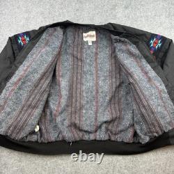 VTG Saddlebrook Western Wear Black Blanket Lined Bomber Jacket Size L USA Made