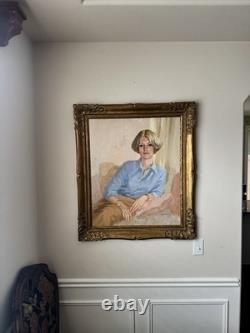 VTG Signed Oil Painting Western Female Portrait Vintage 1977 Gilt Frame