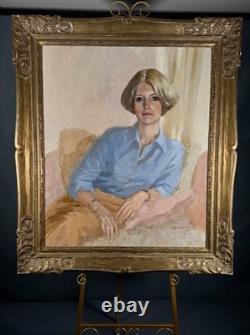 VTG Signed Oil Painting Western Female Portrait Vintage 1977 Gilt Frame