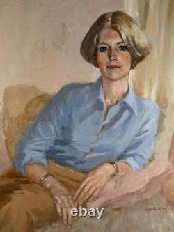 VTG Signed Oil Painting Western Female Portrait Vintage 1977 Gilt Frame