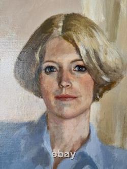 VTG Signed Oil Painting Western Female Portrait Vintage 1977 Gilt Frame
