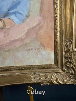 VTG Signed Oil Painting Western Female Portrait Vintage 1977 Gilt Frame