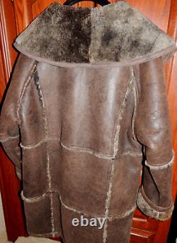 VTG Spiegel Assets Mens L Sheepskin Shearling Coat Brown Leather Rancher Western