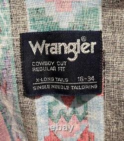 VTG WRANGLER Cowboy Cut Floral Shirt Size 16-34 MADE IN USA