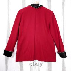 VTG Western Coat Womens Large Red Wool Real Calf Hair Cowgirl Sterling Button