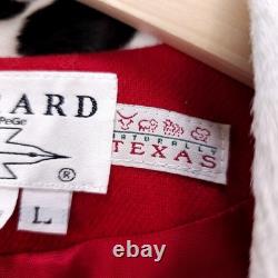 VTG Western Coat Womens Large Red Wool Real Calf Hair Cowgirl Sterling Button