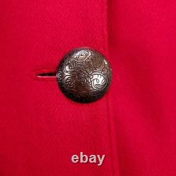 VTG Western Coat Womens Large Red Wool Real Calf Hair Cowgirl Sterling Button