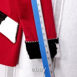 VTG Western Coat Womens Large Red Wool Real Calf Hair Cowgirl Sterling Button