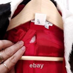 VTG Western Coat Womens Large Red Wool Real Calf Hair Cowgirl Sterling Button