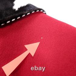 VTG Western Coat Womens Large Red Wool Real Calf Hair Cowgirl Sterling Button