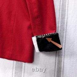 VTG Western Coat Womens Large Red Wool Real Calf Hair Cowgirl Sterling Button