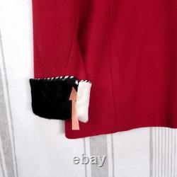 VTG Western Coat Womens Large Red Wool Real Calf Hair Cowgirl Sterling Button