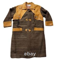 VTG Western Men's L Bison Wool Brown Leather Toggle Coat Made in USA