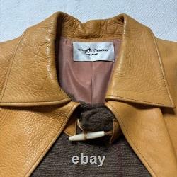 VTG Western Men's L Bison Wool Brown Leather Toggle Coat Made in USA