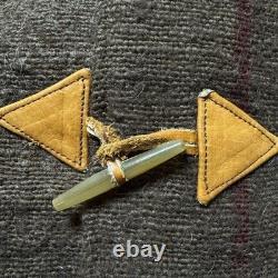 VTG Western Men's L Bison Wool Brown Leather Toggle Coat Made in USA