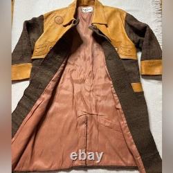 VTG Western Men's L Bison Wool Brown Leather Toggle Coat Made in USA