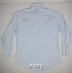 VTG Western Pearl Snap Shirt Silver Spur Tucson Size L 70s 80s Embroidery Eagles