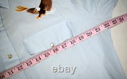 VTG Western Pearl Snap Shirt Silver Spur Tucson Size L 70s 80s Embroidery Eagles