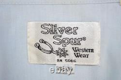 VTG Western Pearl Snap Shirt Silver Spur Tucson Size L 70s 80s Embroidery Eagles