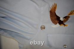 VTG Western Pearl Snap Shirt Silver Spur Tucson Size L 70s 80s Embroidery Eagles