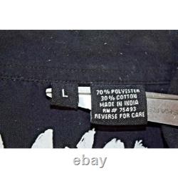 VTG Western Sawtooth Pearl Snap Shirt Size L 90s Black Blue Embroidered Birds