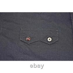 VTG Western Sawtooth Pearl Snap Shirt Size L 90s Black Blue Embroidered Birds